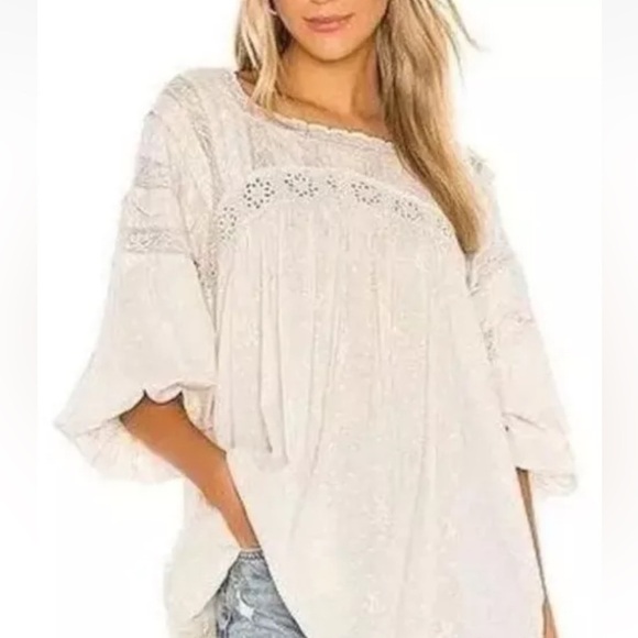 Free People Azalea Lace Boho Tunic in Mineral Size Small - Picture 4 of 12